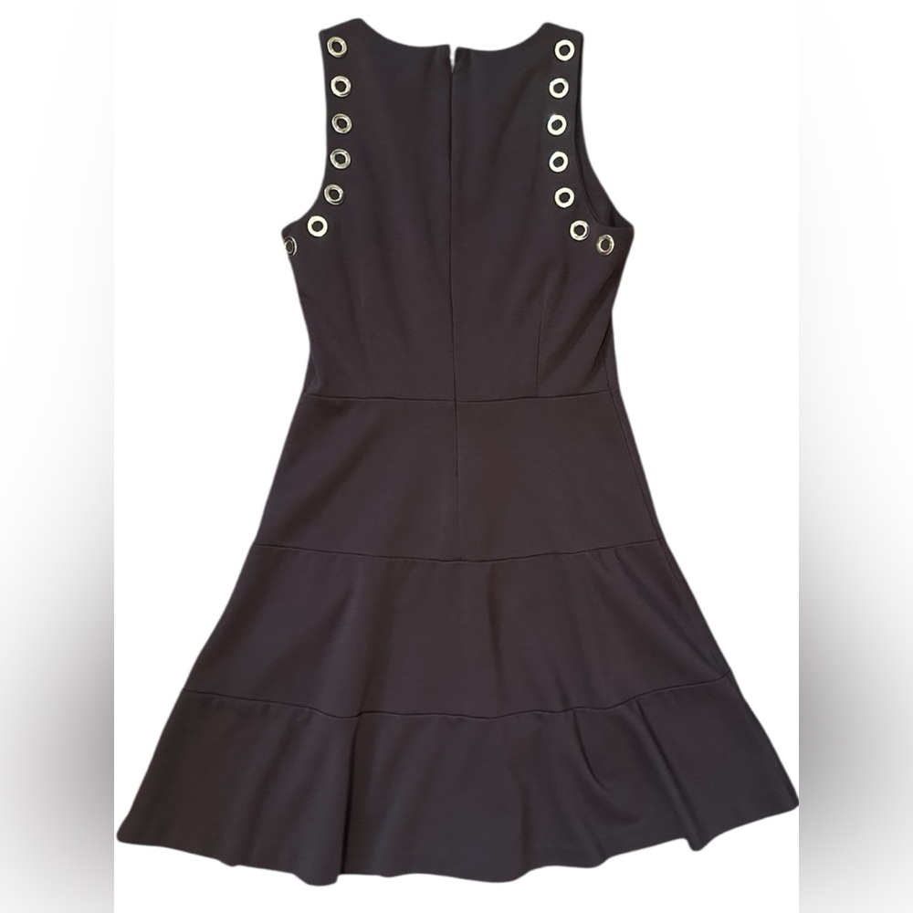 Michael Kors Fit and Flare Sleeveless Dress | Brown |Size Small | Grommet Accent - Picture 2 of 6